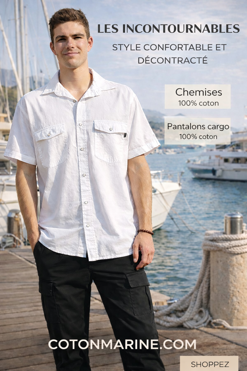 chemise homme coton deux poches et col